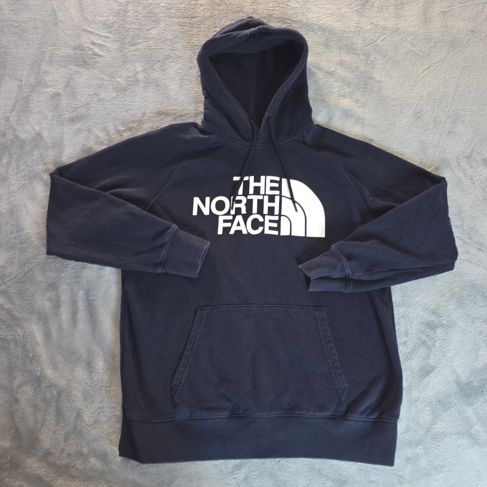 The North Face Womens Navy Blue Half Dome Logo Hoodie Sweatshirt Medium Regular